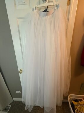 Sheer White Tulle Maxi Skirt - Elegant Layered Design